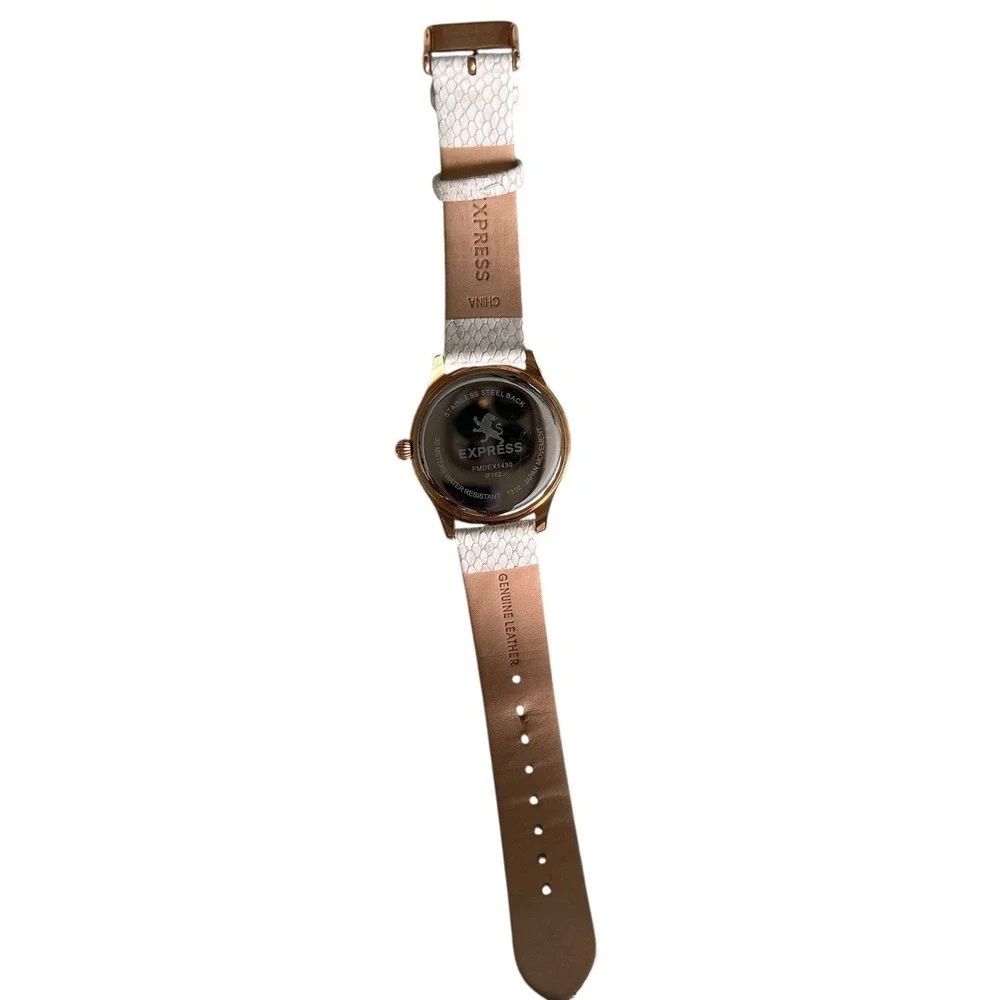 Express‎ FMDEX1430 Crystal Bezel Snakeskin Pattern Rose Gold Women's Chronograph